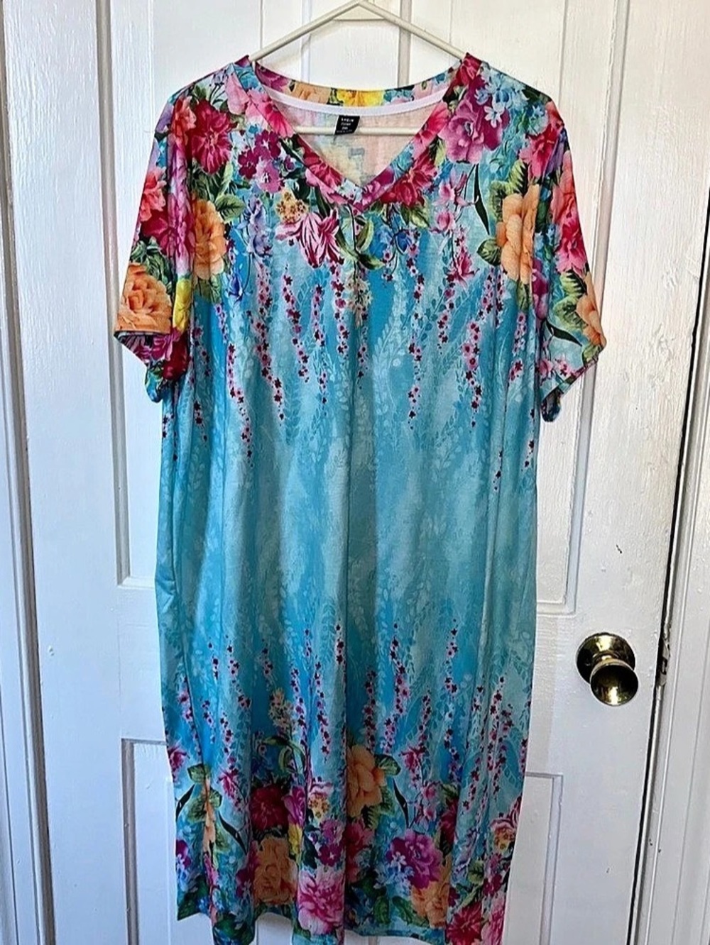 SHEIN Floral Midi Dress in Blue & Pink Size 2XL Like New